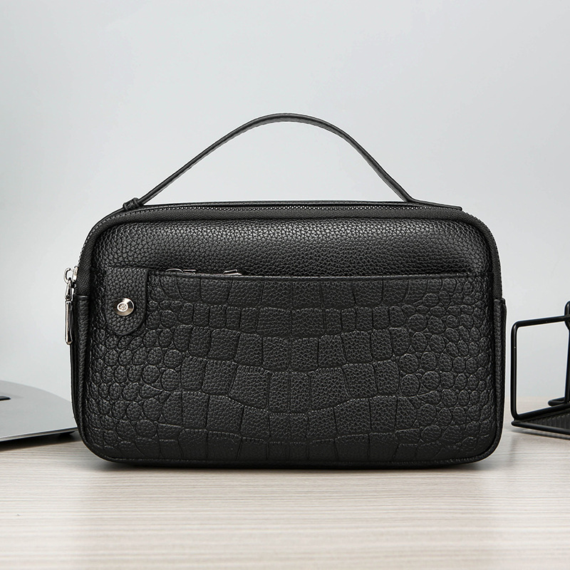 Cross-border New Men's Hand Bag Multi-pocket Wash Bag Crocodile Pattern Hand Bag Large Capacity Wrist Bag Storage Bag