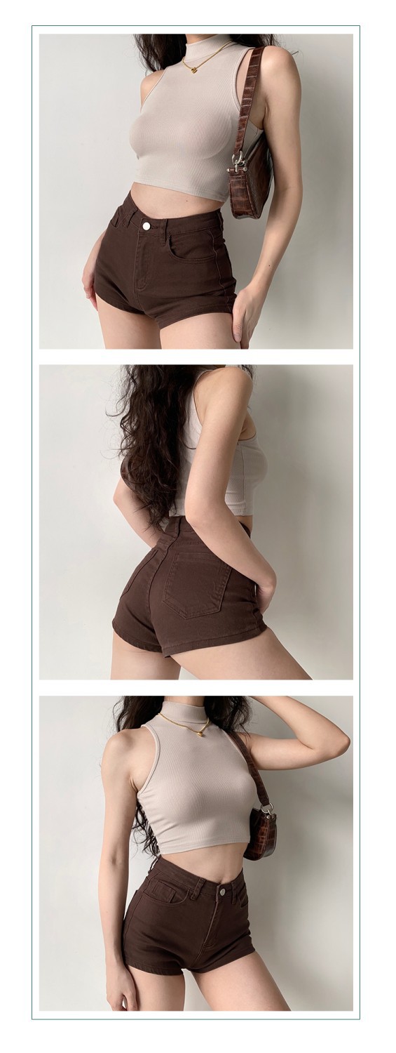 84g Weight Short Sleeve Sleeve Length Polyester Fabric Type Short Top Length Wrap Crop Top Tops Type Holiday Occasion High Neck Neckline Slim Fit Type Solid Color Pattern Summer, Autumn Season Women's Gender Casual Style Wholesale Women's Casual Solid Color Short Sleeve Tank Tops 9