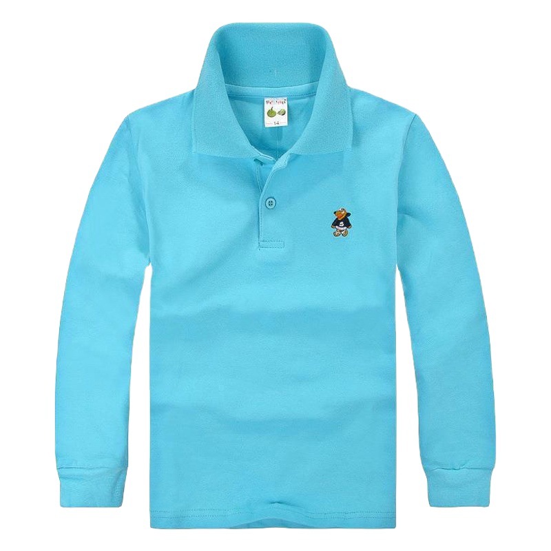 Boys' polo shirt long-sleeved T-shirt children's cotton school uniform girls' lapel garden clothes White bottoming shirt one consignment