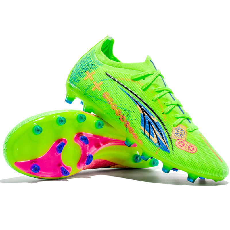 Nuevos zapatos de fútbol transfronterizos para hombres competición profesional AG zapatos de fútbol de clavos largos entrenamiento juvenil TF clavos de fútbol deportivo