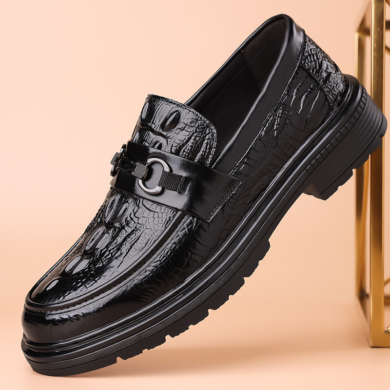 2025 Casual Leather Shoes Men's Cowhide Spring & Fall Breathable Formal Business Men's Crocodile Pattern Thick-Soled Shoes Men's 8706 2025 Casual Leather Shoes Men's Cowhide Spring & Fall Breathable Formal Business Men's Crocodile Pattern Thick-Soled Shoes Men's 8706