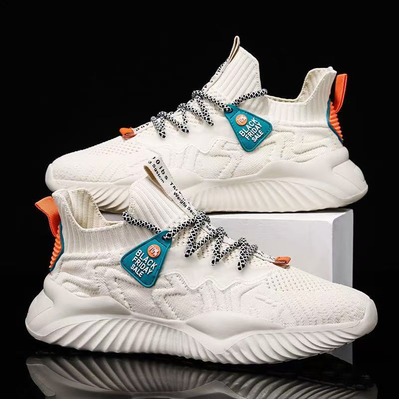 Wholesale Breathable Fly-Knit Running Sneakers Korean Fashion Casual Soft-Soled Mesh Dad Shoes Trendy Street Style Men's Shoes