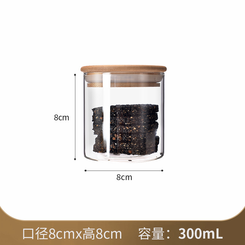 厂家直供玻璃密封罐厨房收纳罐茶叶罐木盖高硼硅玻璃罐密封储物罐|undefined