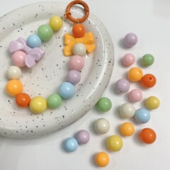クリーム系の実色の明るい面のまっすぐな穴の玉の手作りのdiyのブレスレットのビーズの部品の携帯電話のチェーンの材料の部品の散珠
