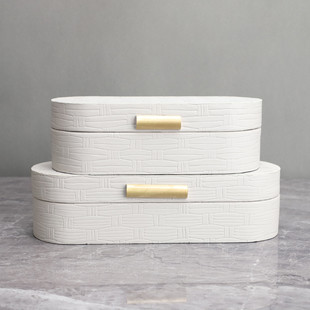 Modern simple gray and white jewelry storage box model room office bedroom living room study soft decoration ornaments