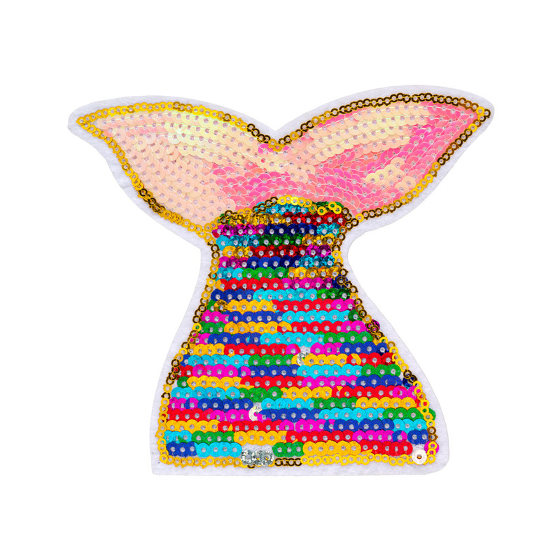 マーメイドスパンコール刺繍ヒトデ貝クラゲコンピュータ刺繍漫画刺繍布ステッカーバック接着剤パッチ卸売|undefined
