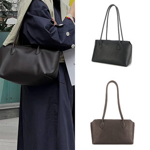Leather minimalistic universal capacious underarm bag, shoulder bag, genuine leather