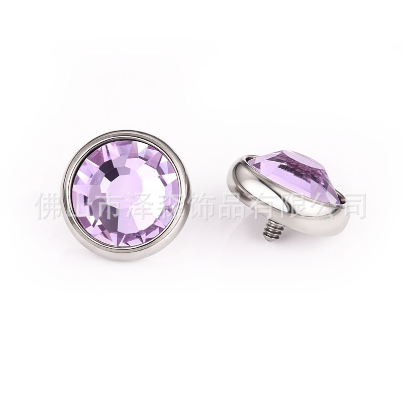 F136 Titanium Alloy Inlaid Czech Diamond Tongue Nail Lip Ear Piercing Jewelry detail image 9