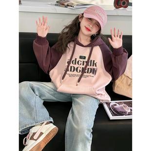 Girls' Sweat Spring and Autumn 2024 New Children's Spring Dress Western Style Girl's Pure Cotton Medium and Large Children's Letter Top