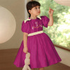 Summer dress, small princess costume with bow, puff sleeves, with embroidery, Lolita style, tutu skirt