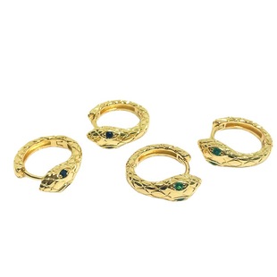Color-retaining 18K gold earring ring micro-inlaid zircon snake earbuckle Korean style small snake earrings semi-finished earrings