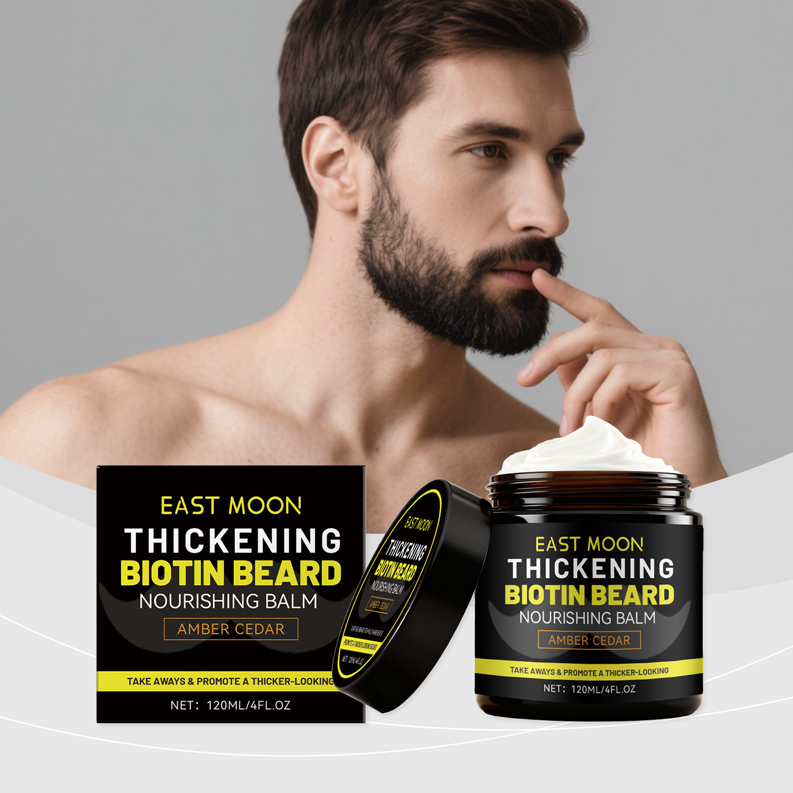 East Moon Men's Beard Cream Gentle Formula Softening Moisturizing Nourishing Care Beard Refreshing Beard Cream
