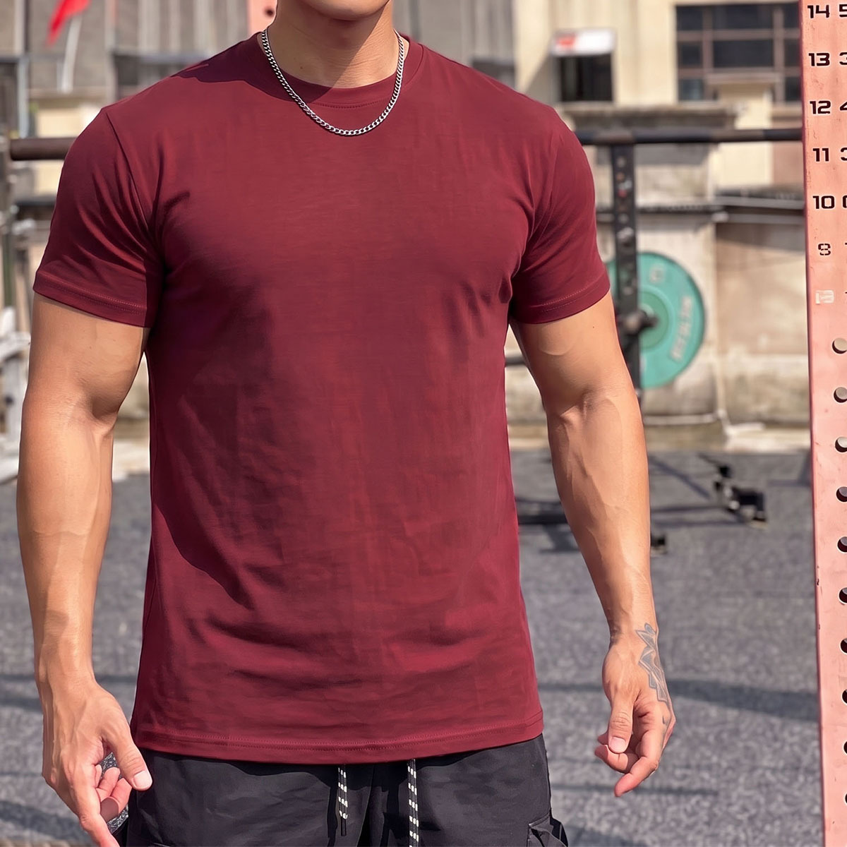 Camiseta deportiva de algodón de manga corta, holgada, absorbente de sudor, para hombre, para entrenamiento físico, montañismo, senderismo y running.