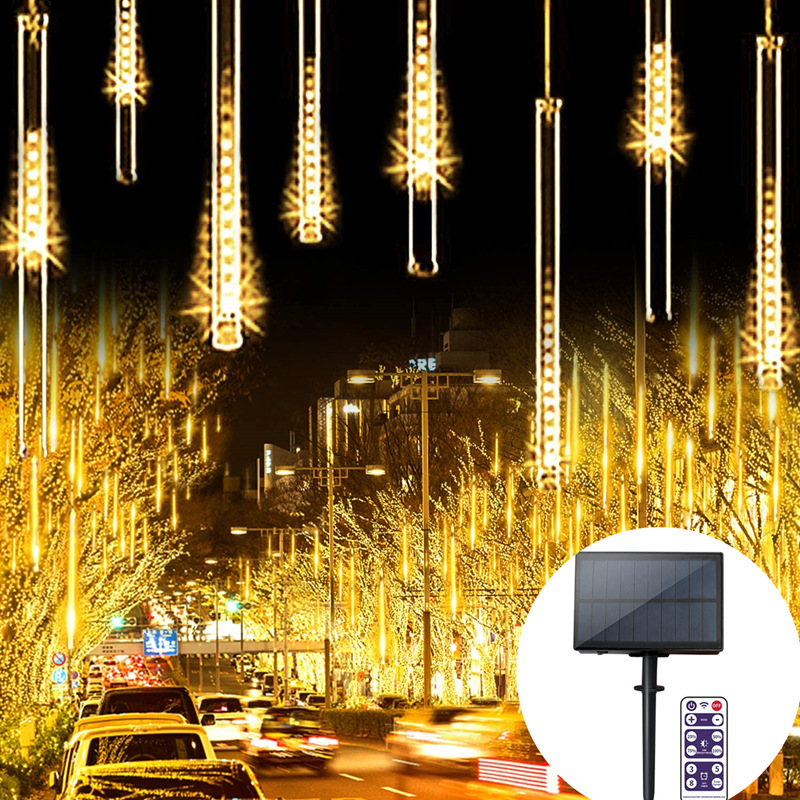 Luz colgante al aire libre Meteor ducha Luz de vacaciones luz de color luz impermeable Navidad colgante luz LED meteorito ducha luz cadena energía solar