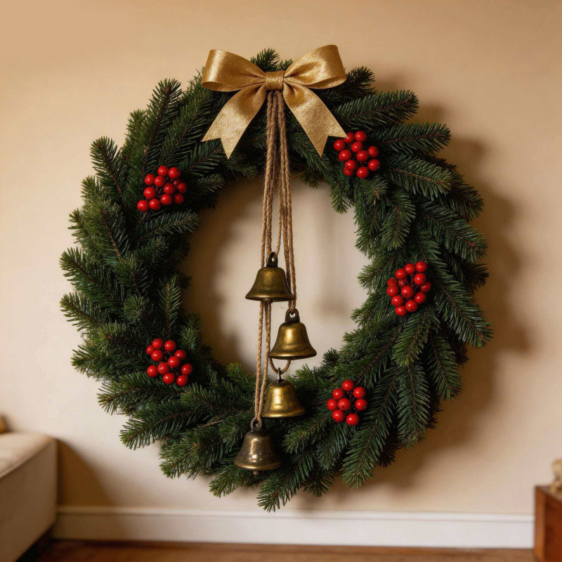 Cross-Border In-Stock Vintage Hemp Rope Christmas Bell String Metal Wind Chime Commemorative Prayer Bell Garden Home Decoration