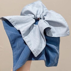 文芸レトロデニムブルーのスカーフのヘアリング