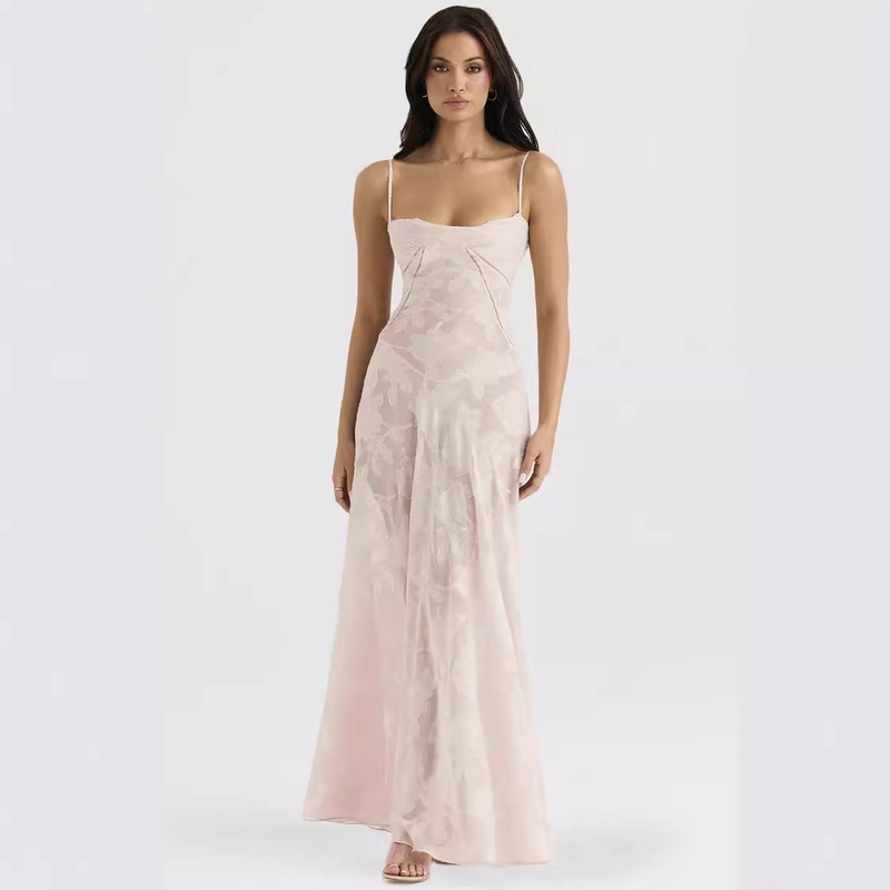 Sexy Sleeveless Strap Backless dress Women's Chiffon Embroidered Square Collar Ball Evening Dress dress Sexy Sleeveless Strap Backless dress Women's Chiffon Embroidered Square Collar Ball Evening Dress dress