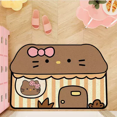 Non-Slip Mat, Customizable Entry Door – Avtomobil döşəmə paspasları - black-leather-kitty-house-4060cm-silk-circle