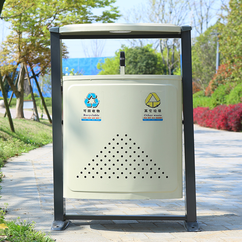 不锈钢户外垃圾桶两分类公园景区环卫垃圾箱工业小区垃圾桶现货