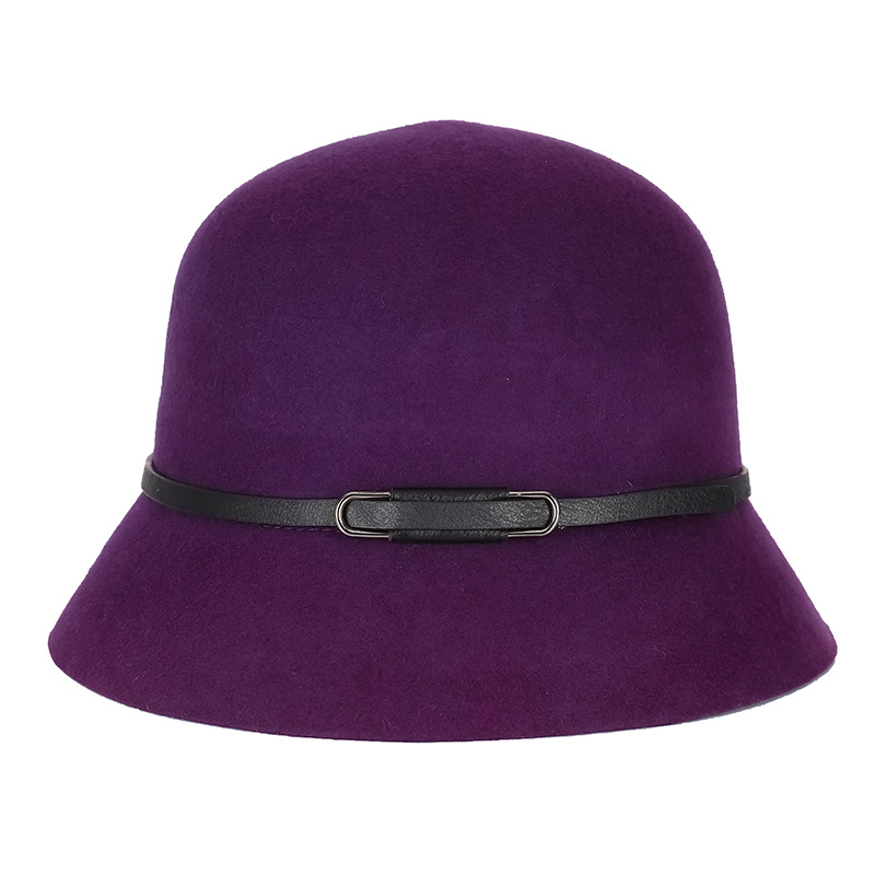 Sombrero de las mujeres de otoño e invierno de lana pura lana sombrero de la cuenca coreano japonés caliente impreso sombrero de fieltro fábrica en stock venta al por mayor image 8