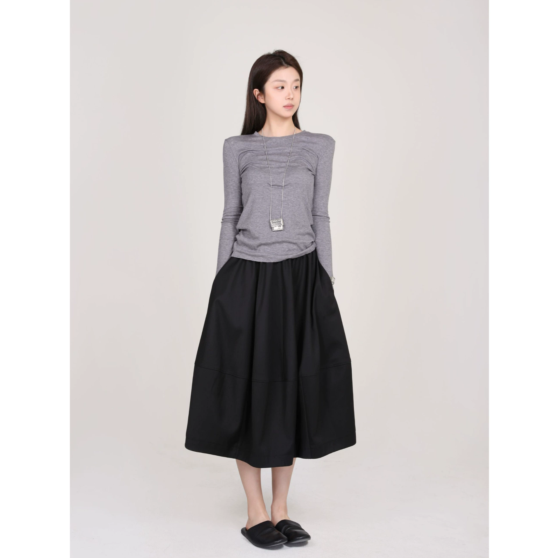 «пузырчатая юбка»｜Весенне-летняя тонкая черная облегающая рабочая одежда, повседневная юбка-буз