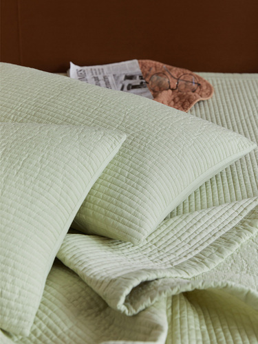 D61H批发软软的纯色绗缝夹棉枕套纯棉砂洗全棉枕芯套枕头套48x74c