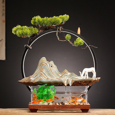 New Chinese style Lucky Flowing water Making money Decoration originality fountain fish tank Home Furnishing to work in an office desktop The opening Housewarming gift