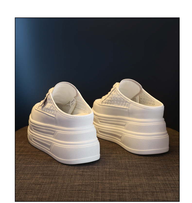 Giày sneaker nữ đế dày tăng chiều cao, phong cách basic trắng, form slip-on tiện lợi — màu trắng chi tiết 14