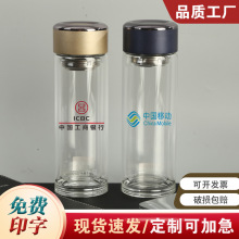 高硼硅隔热双层玻璃杯子印字logo批发茶杯伴手礼玻璃杯定制礼品杯