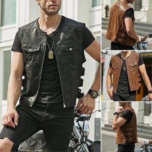 Men's casual vest spring and autumn cross-border Korean fashion trend new single-breasted coat vest men's