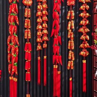 Decorative pendant festive blessing bag firecracker string red pepper 2025 blessing character pendant new year new year snake new year spring festival