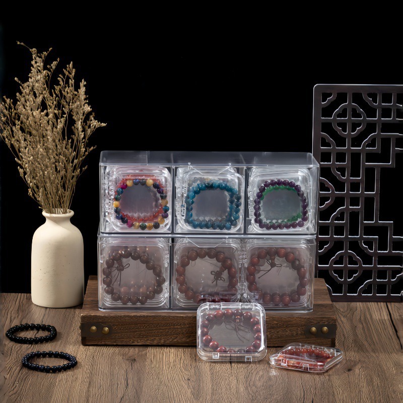 Crystal Wenwan Bracelet Bracelet Storage Box Desktop Transparent Dust-Proof Jewelry Box Necklace Earrings Organizing Display Box