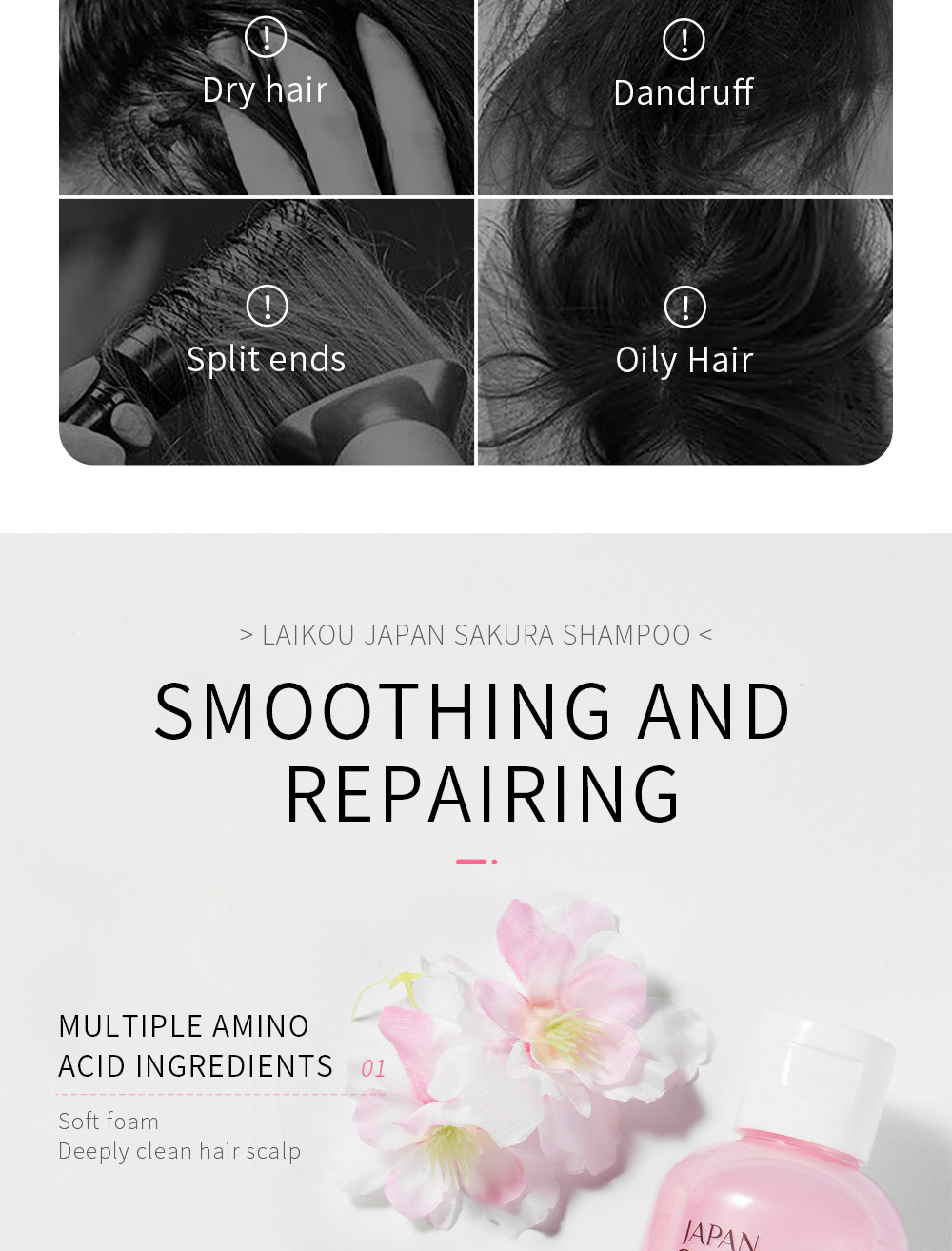 LAIKOU Sakura Shampoo cleanses hair, provides soft, smooth and refreshing hair with a lingering fragrance. Wholesale from the manufacturer undefined