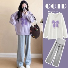 孕妇春秋装套装时尚2025新款宽松休闲卫衣托腹阔腿裤两件套春秋季