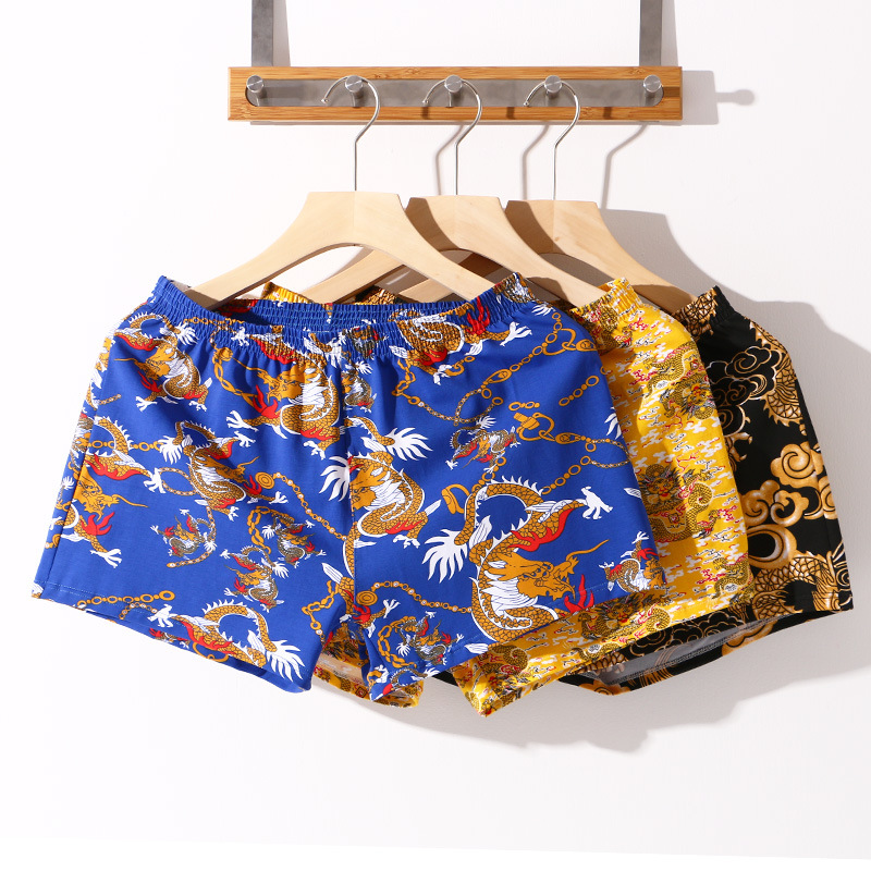 Relaxed and breathable A-line men's pure cotton large size underwear wholesale home youth sleep shorts simple style four corner pants