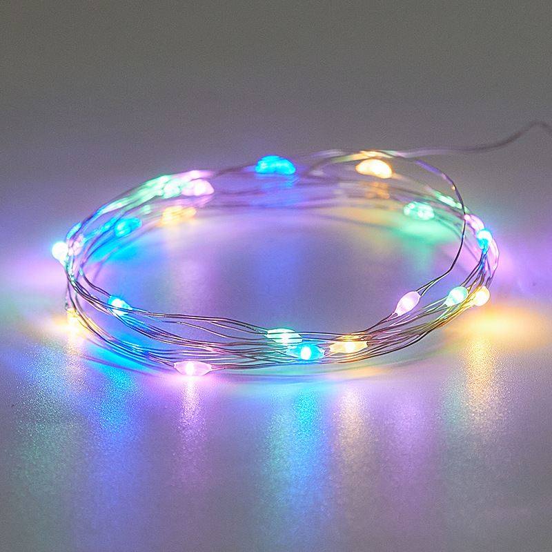 Caja blanca pequeña lámpara de alambre de cobre led botón batería linterna de Navidad luz intermitente cadena de bola de onda decoración al por mayor alambre de cobre