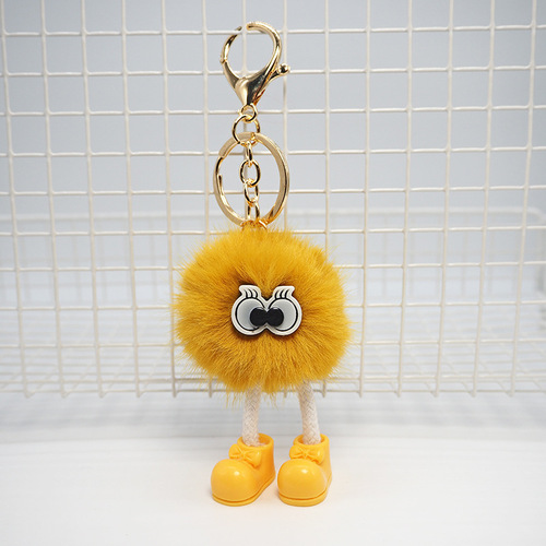 Cute faux sable hair small charcoal car keychain pendant, purse plush teddy bear keychain decoration wholesale