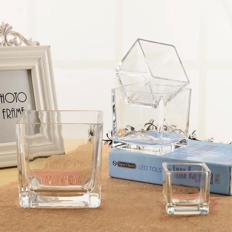 Micro landscape container decoration transparent square succulent flower pot glass hydroponic vessel square cylinder vase glass bottle