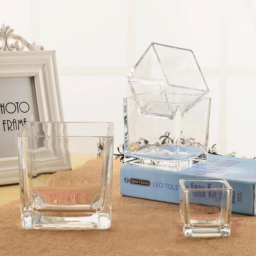 Micro landscape container decoration transparent square succulent flower pot glass hydroponic vessel square cylinder vase glass bottle