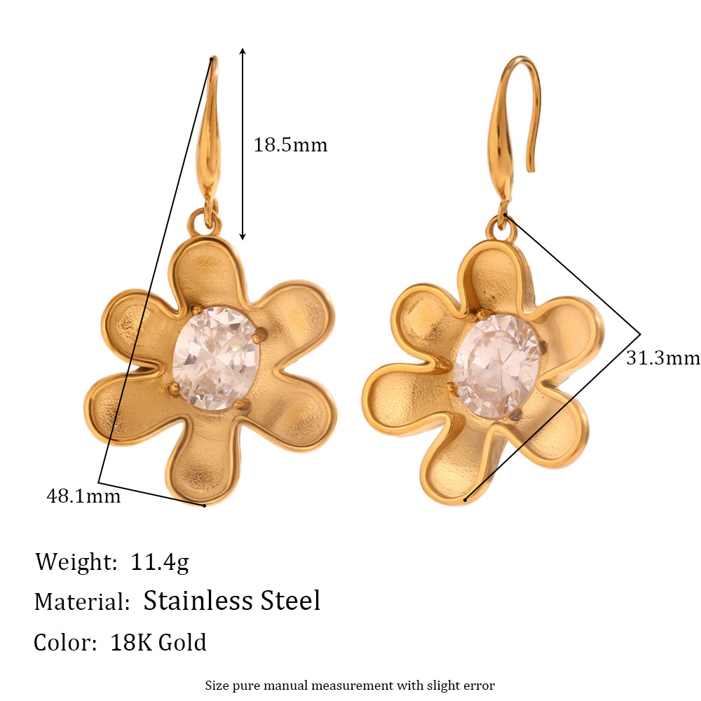 Petal Zircon Stainless Steel Earrings