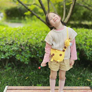 Handmade crocheted children's bag finished cute girl giraffe toddler messenger bag cartoon wool woven girl's bag
