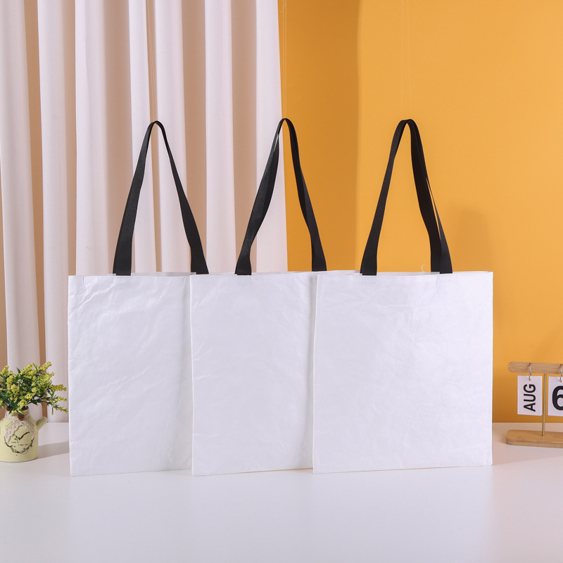 厂家可印logo杜邦纸袋现货复古防水杜邦纸通勤袋手提定制白色纸袋