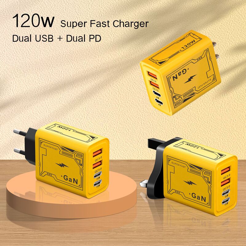 120W mecha PD fast charger dual typec dual usb for Apple 15 Huawei 5v2a charging head