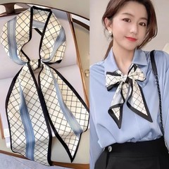 女性のプロのOLリボン用の両面ロングスカーフ、春夏の韓国の新しい装飾スカーフ、ウォータードロップヘッドバンド