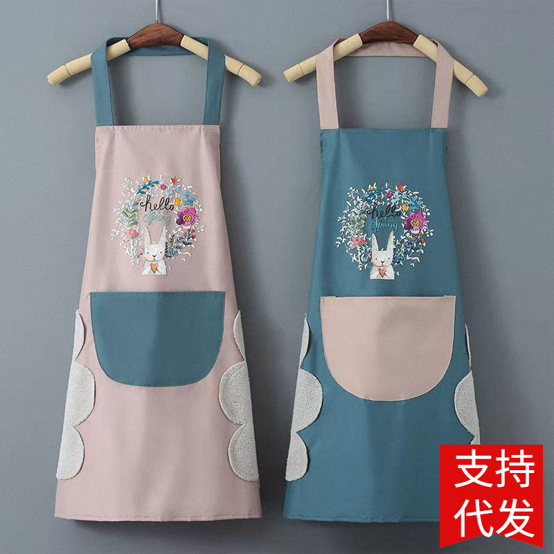 Waterproof Coral Fleece Towel Apron Wreath Rabbit Kitchen Apron Hanging Neck Waistband Korean Style Cartoon Apron Waterproof Coral Fleece Towel Apron Wreath Rabbit Kitchen Apron Hanging Neck Waistband Korean Style Cartoon Apron