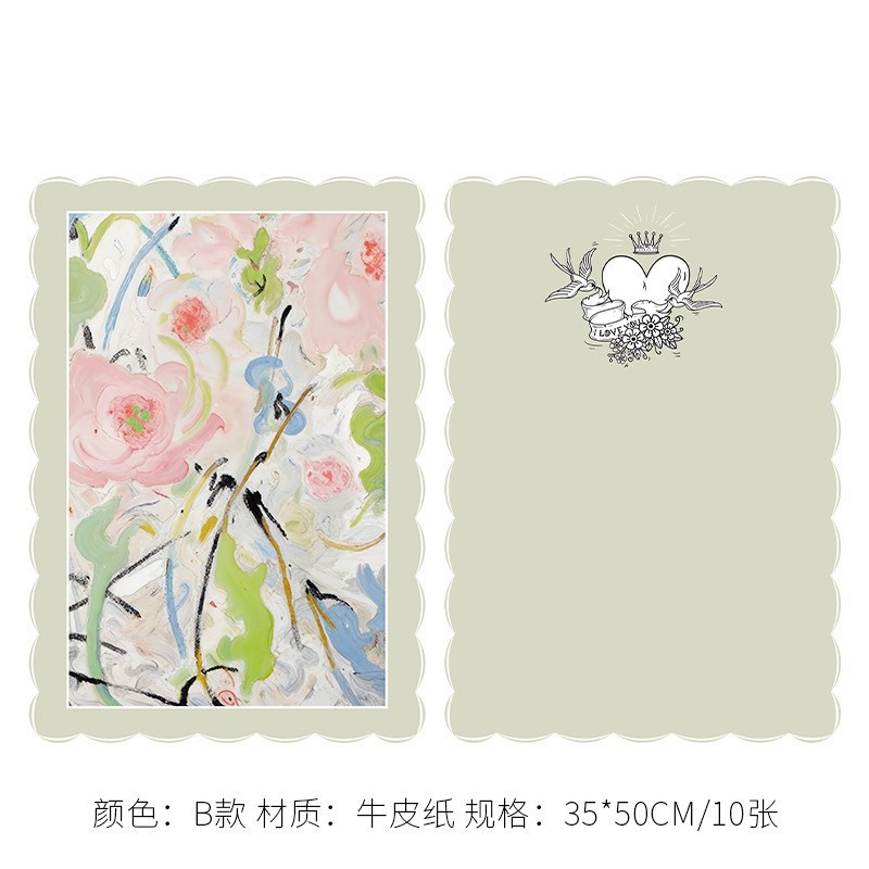 Venta al por mayor personalizado ramo de papel Kraft tienda de flores material de regalo floral pintura al óleo ciruela negro pasta flor papel de embalaje