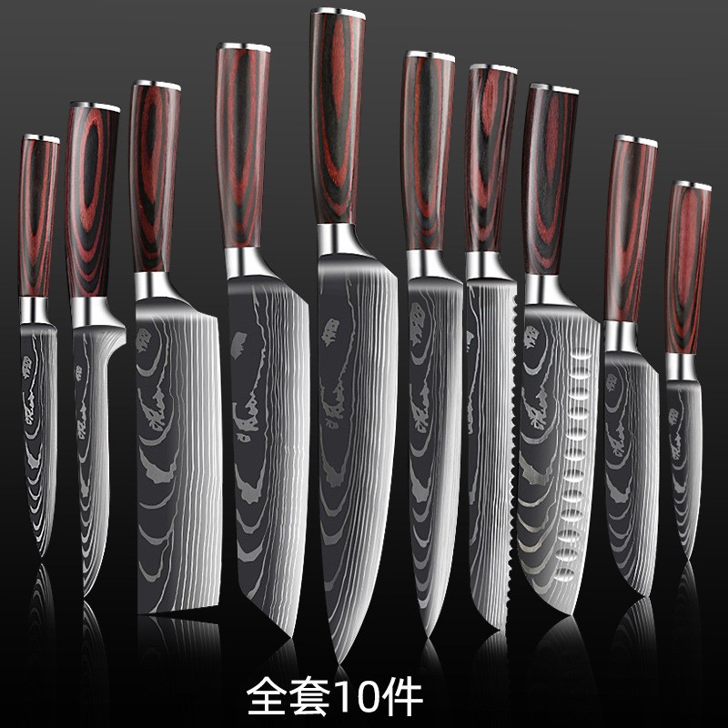 Cuchillo de cocina de acero inoxidable cuchillo de cocina mango de madera de color cuchillo multipropósito tablero de verduras exportación transfronteriza proveedor especial