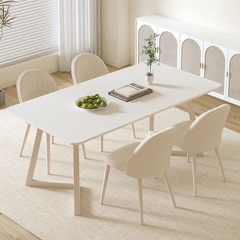 Slate Dining Table Cream Style French Light Luxury Modern Simple Small Apartment Pure White Rectangular Dining Table and Chair Combination for Home Use