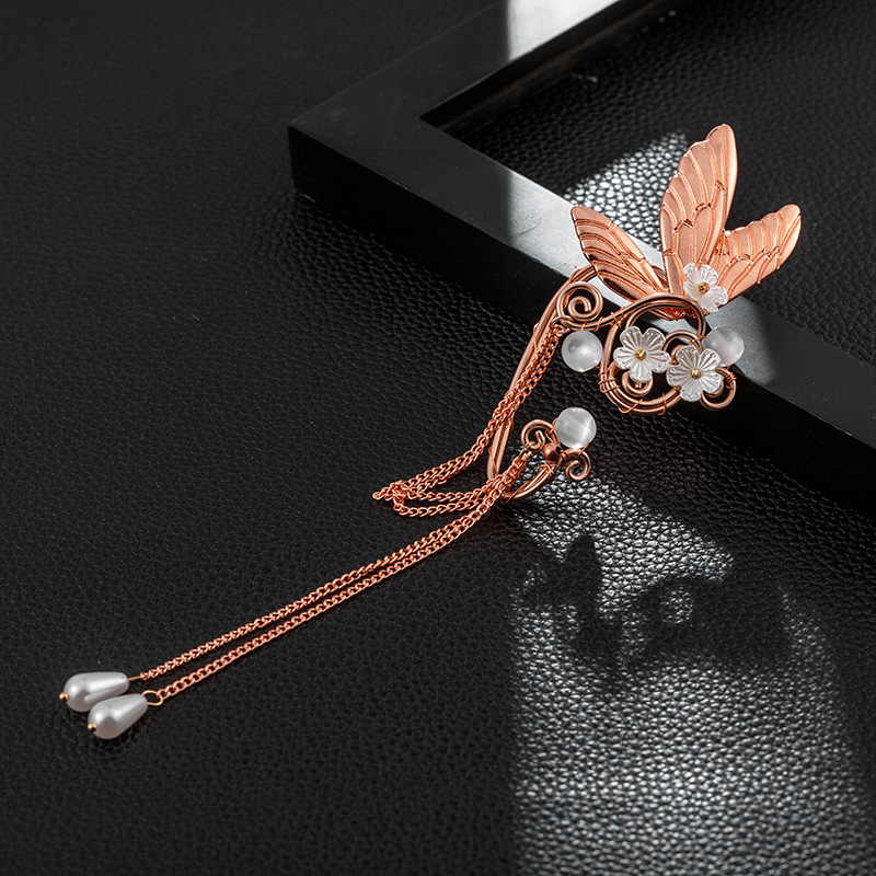 Comercio exterior popular en stock alas de mariposa largos pendientes de borla estilo antiguo clip de oreja amazon elf pendientes para mujeres