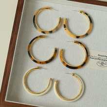 赵露思同款银针树脂晕染豹纹几何C形耳钉欧美复古小众高级感耳环